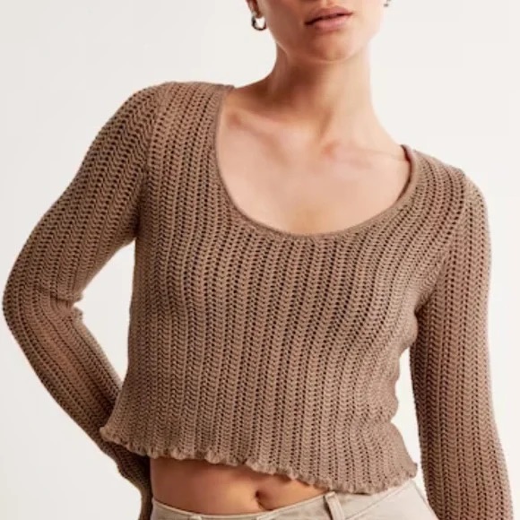 Abercrombie - Crochet Scoopneck Knit Top - Xs